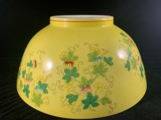Large Chinese Antique Famille Rose Yellow Porcelain Bowl With Butterflies
