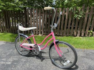 1980 Schwinn Fair Lady Pink Floral Banana Seat Bicycle Stingray Lil Chik