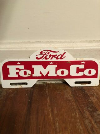 Vintage Ford Motor Company Metal License Plate Topper Gas Oil Porcelain