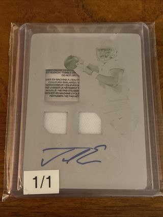Jacob Eason 2020 Xr Rookie Swatch Autograph Printing Plate Laundry Tag 1/1 Colts