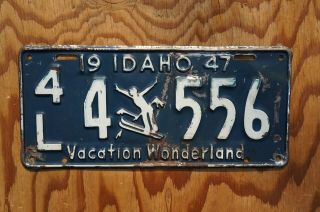 1947 Idaho Skier License Plate - Vacation Wonderland - Paint