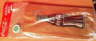 Vintage 1991 Coca - Cola Lunch Bags / Sacks - Classic Coke Design