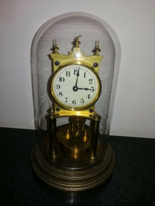 Gustav Becker Anniversary Clock In Glass Dome,  Disc Pendulum.