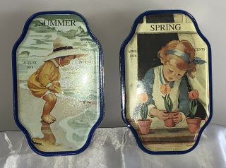 Vintage Set 2 Good Housekeeping Tins Spring And Summer Nostalgia Tins