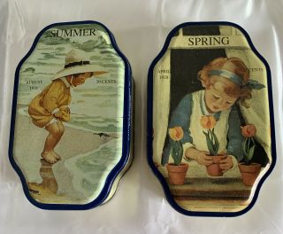 Vintage Set 2 Good Housekeeping Tins Spring And Summer Nostalgia Tins 2