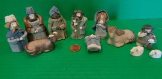 Vintage Miniature Clay 11 Piece Nativity Scene From Spain 2