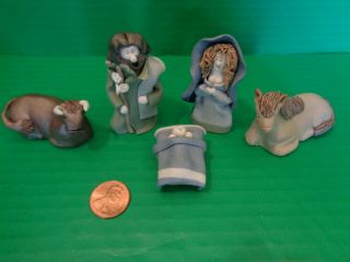 Vintage Miniature Clay 11 Piece Nativity Scene From Spain 3