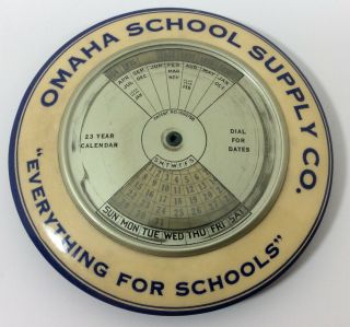 Vintage Antique Omaha School Supply Co.  Pocket Mirror & Calendar