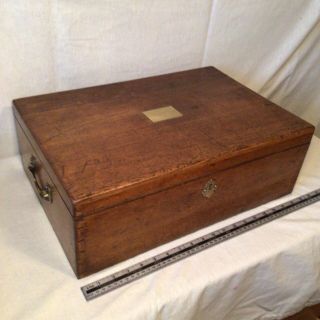 Handsome Large Antique Solid Oak Collectors Box With 2 Trays