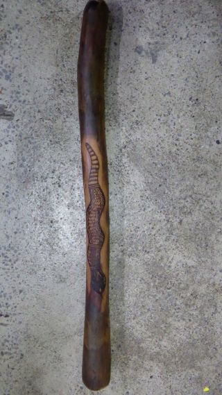 Aboriginal Bees Wax End Traditional Local Made Didgeridoo Snake Carving - Short