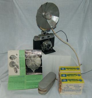 Vintage Ansco Regency 35 Mm Camera,  Flash Attachment,  Bulbs & Ikophot