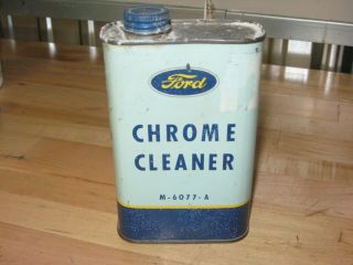 Vintage Ford Chrome Cleaner Can Tin - Some Product Still In Can