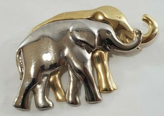 Vintage Liz Claiborne Gold And Silver Tone Elephant Brooch Pin
