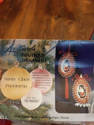 Vintage Lee Wards Boutique Ornament Santa Claus Panorama Sequins Beads 16 - 46587