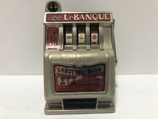 Carousel Le Banque One Armed Banker Slot Machine Coin Bank Vintage Slot