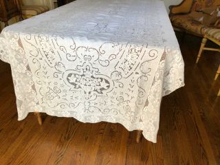 Antique Italian White Handmade Altar Cloth