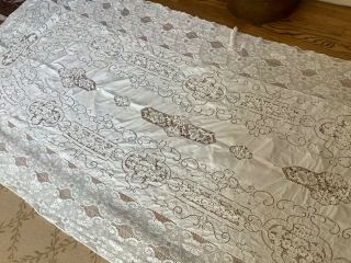 Antique Italian White Handmade Altar Cloth 2