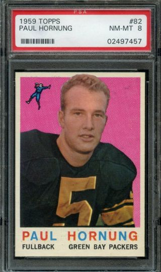 1959 Topps 82 Paul Hornung Psa 8 Packers Hof [g457]