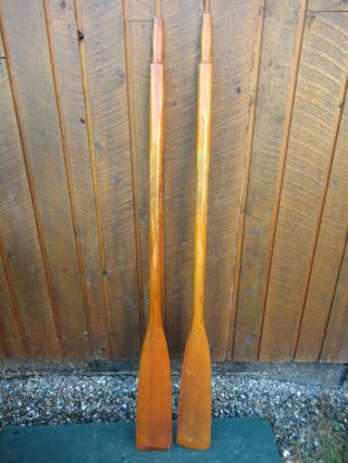 Antique Wood Oars 60 " Long Paddles Has Great Old Blond Patina Finish