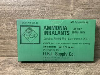 Vintage First Aid O.  K.  I.  Supply Co Ammonia Inhalants,  Nib
