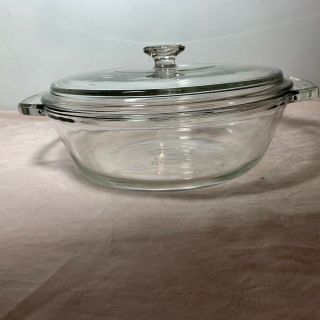 Vintage Anchor Hocking Clear Glass (2 Quart) Casserole Dish With Lid 1038