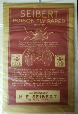 1 Seibert Poison Paper Fly Traps Vintage Packages Nos (b - 1)