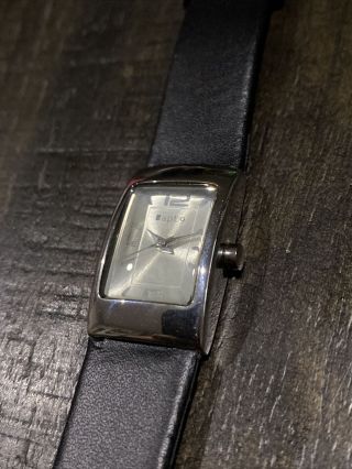Vintage Ladies Silver Tone Apt 9 Watch Black Leather Band Discontinued