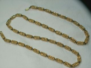 .  Vintage Monet.  Gold Tone Fancy Bar Panels Necklace.