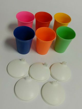 Vintage Tupperware 6 Bell Tumblers Sippy Cups 109 With 5 Lids Guc