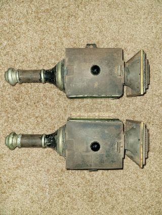 2 Matching Carriage Coach Lamps Lanterns Lighting Fixtures Vtg Antique Buggy