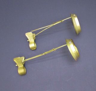 Vintage Two Brass Clip On Candlestick Shade Holders Rl Ny