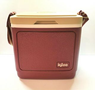 Vintage 1985 Igloo Tag - Along 8 Ice Chest Cooler With Shoulder Strap