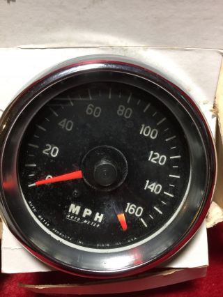 Vintage 70s 60s Auto Meter Mph Guage Nos Old Stock Early Auto Meter 160mph