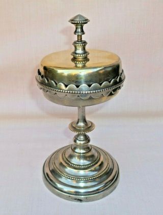 Good Antique Nickel Plated Brass 2 Tone Counter / Desk Top Bell
