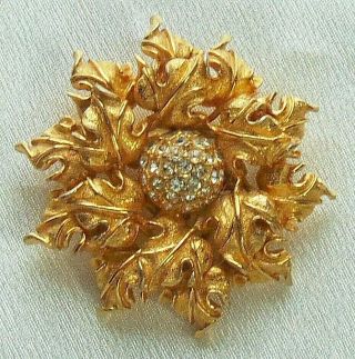 Vintage Benedikt Ny Clear Crystal Rhinestone Flower Pin