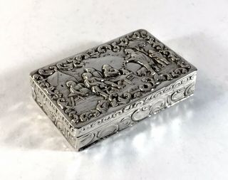Antique Solid Silver Dutch Large Snuff Box 19th Century