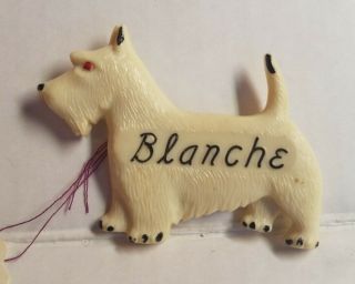 Vintage Celluloid Plastic Scottish Terrier Scottie Dog Brooch Pin Blanche