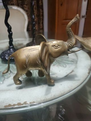 Vintage Cast Brass 7” Tall Elephant Figure