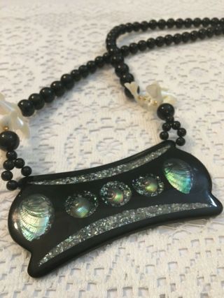 Vintage Lee Sands Shell Seaside Mother Pearl Ocean Bead Necklace