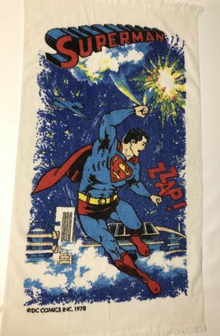 Vintage 1978 Superman Towel Dc Comics Inc.  Bath Beach Superhero Cartoon Bright