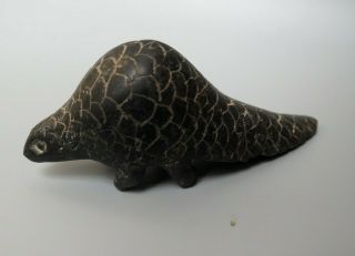 Good Small Unusual Heavy African Carved Stone Pangolin Sculpture Not Signed Nr