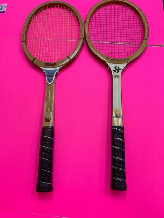 Vintage Jack Kramer Pro & Slazenger Bamboo Tennis Rackets Both