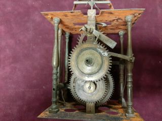 Antique Weight Driven Grandfather Clock Movement