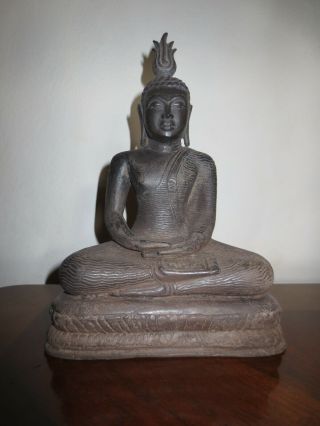Sitting Ceylon Bronze Kandyan Buddha Statue From Sri Lanka