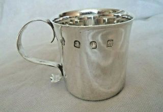Fine Georgian Style 1964 Britannia Standard Solid Silver Cup Mug Harrods London