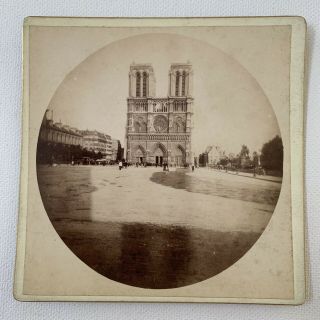 Antique Cabinet Card Round Kodak? Street Architecture Notre Dame Paris France