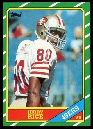 Football Card 1986 Topps Jerry Rice Rookie Rc Hof San Francisco 49ers 161 Nrmt