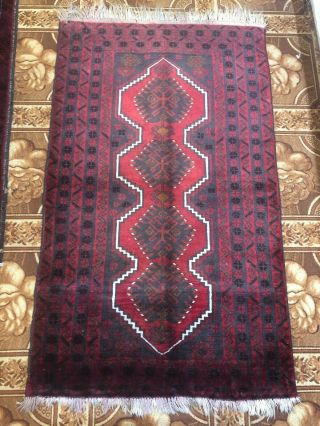 Handmade Oriental Afghan Kazakh Accent Rug,  Tribal & Geometric,  Camel Hair,  2 