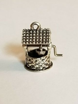 Vtg Sterling Silver Articulated Beau Wishing Well Charm Hanging Tiny Bucket