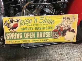 Rare 1950 Harley Davidson Rise’n Shine Spring Open House Dealers Poster Sign